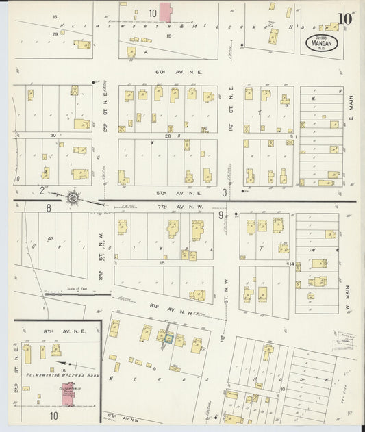 Sanborn Fire Insurance Map from Mandan, Morton County, North Dakota (1913), Sheet #0010 - Historic Sanborn Fire Insurance Map Print, vintage old map wall art, antique decor, genealogy gift, North Dakota North Dakota map