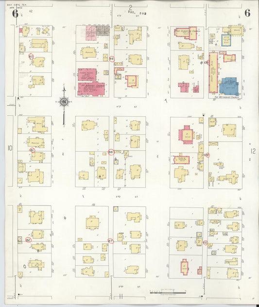 Sanborn Fire Insurance Map from Bay City, Matagorda County, Texas (1947), Sheet #0006 - Historic Sanborn Fire Insurance Map Print, vintage old map wall art, antique decor, genealogy gift, Texas Texas map