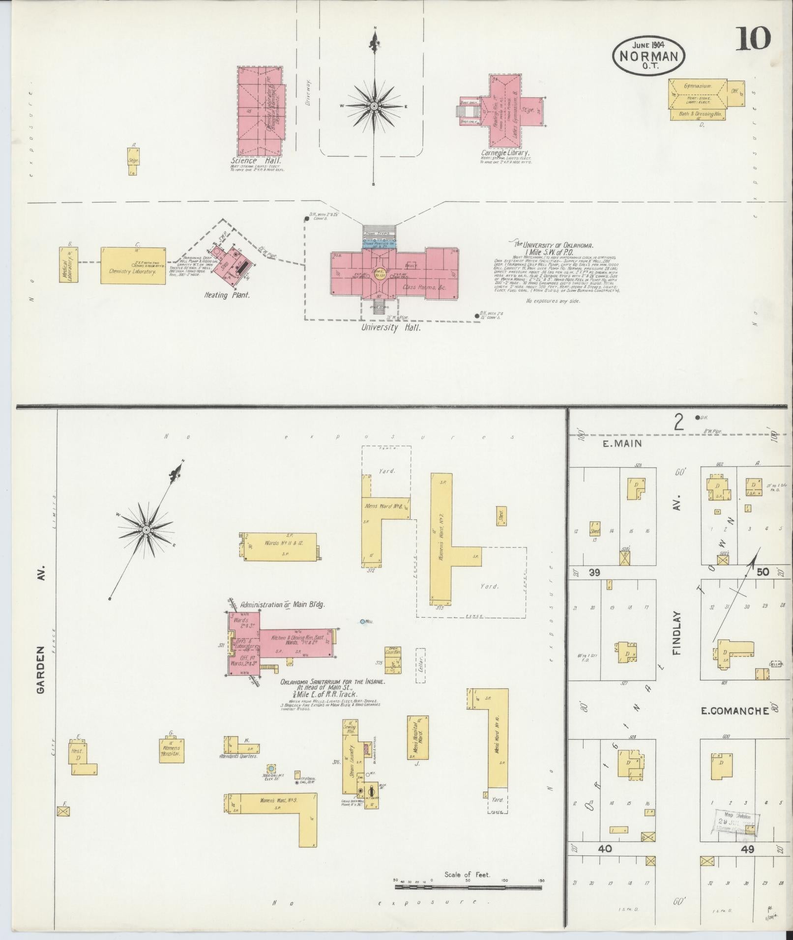 Sanborn Fire Insurance Map from Norman, Cleveland County, Oklahoma (1904), Sheet #0010 - Complete Map Set gallery image, historic Sanborn map, vintage wall art, Oklahoma Oklahoma