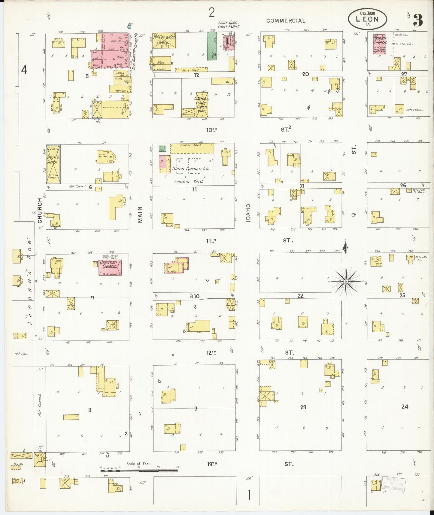 Sanborn Fire Insurance Map from Leon, Decatur County, Iowa (1898), Sheet #0003 - Historic Sanborn Fire Insurance Map Print