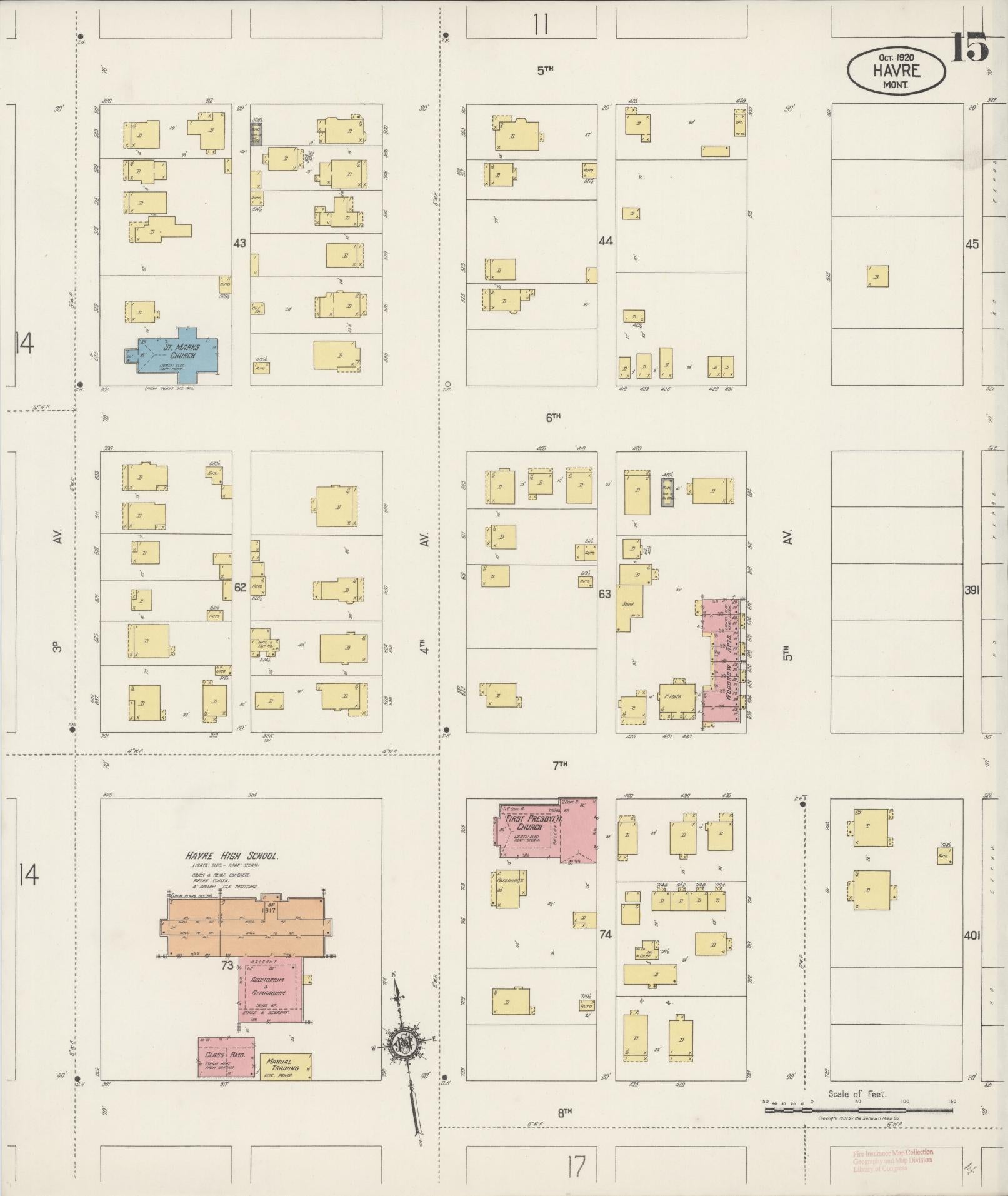 Sanborn Fire Insurance Map from Havre, Hill County, Montana (1920), Sheet #0015 - Historic Sanborn Fire Insurance Map Print, vintage old map wall art, antique decor, genealogy gift, Montana Montana map