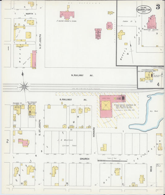 Sanborn Fire Insurance Map from Morrilton, Conway County, Arkansas (1901), Sheet #0003 - Historic Sanborn Fire Insurance Map Print, vintage old map wall art, antique decor, genealogy gift, Arkansas Arkansas map