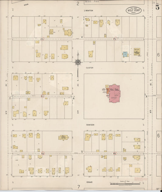 Sanborn Fire Insurance Map from Wolf Point, Roosevelt County, Montana (1930), Sheet #0005 - Historic Sanborn Fire Insurance Map Print, vintage old map wall art, antique decor, genealogy gift, Montana Montana map