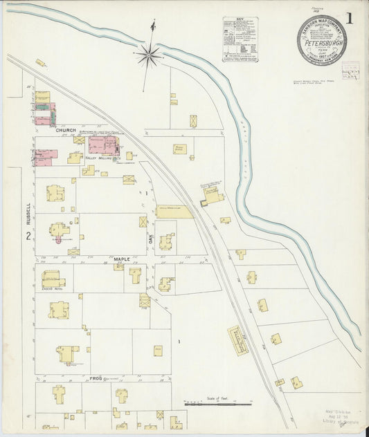 Sanborn Fire Insurance Map from Petersburgh, Lincoln County, Tennessee (1907), Sheet #0001 - Complete Map Set gallery image, historic Sanborn map, vintage wall art, Tennessee Tennessee