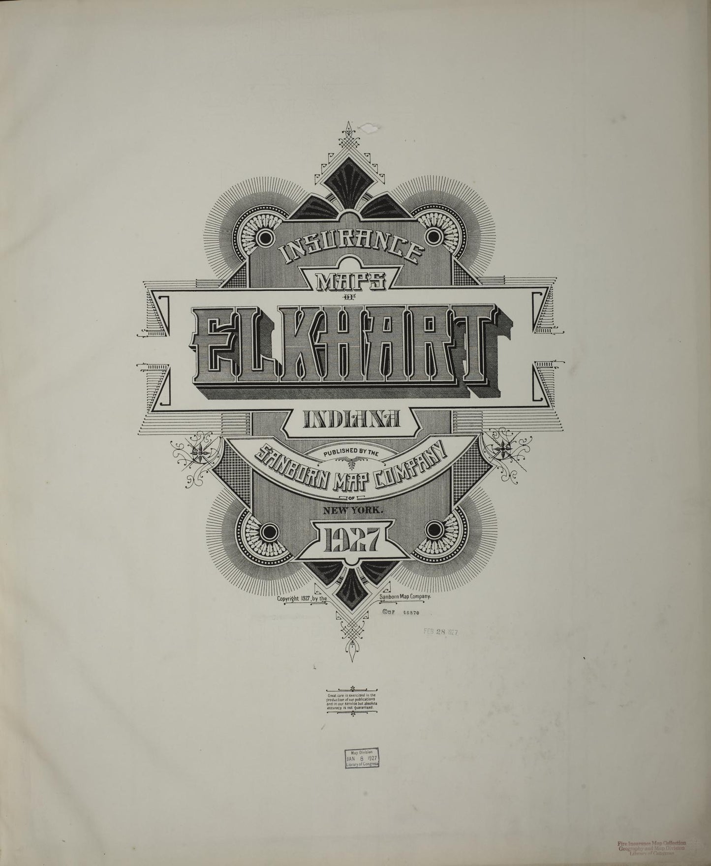 Sanborn Fire Insurance Map from Elkhart, Elkhart County, Indiana. (1927) – Historic Sanborn Fire Insurance Map Print