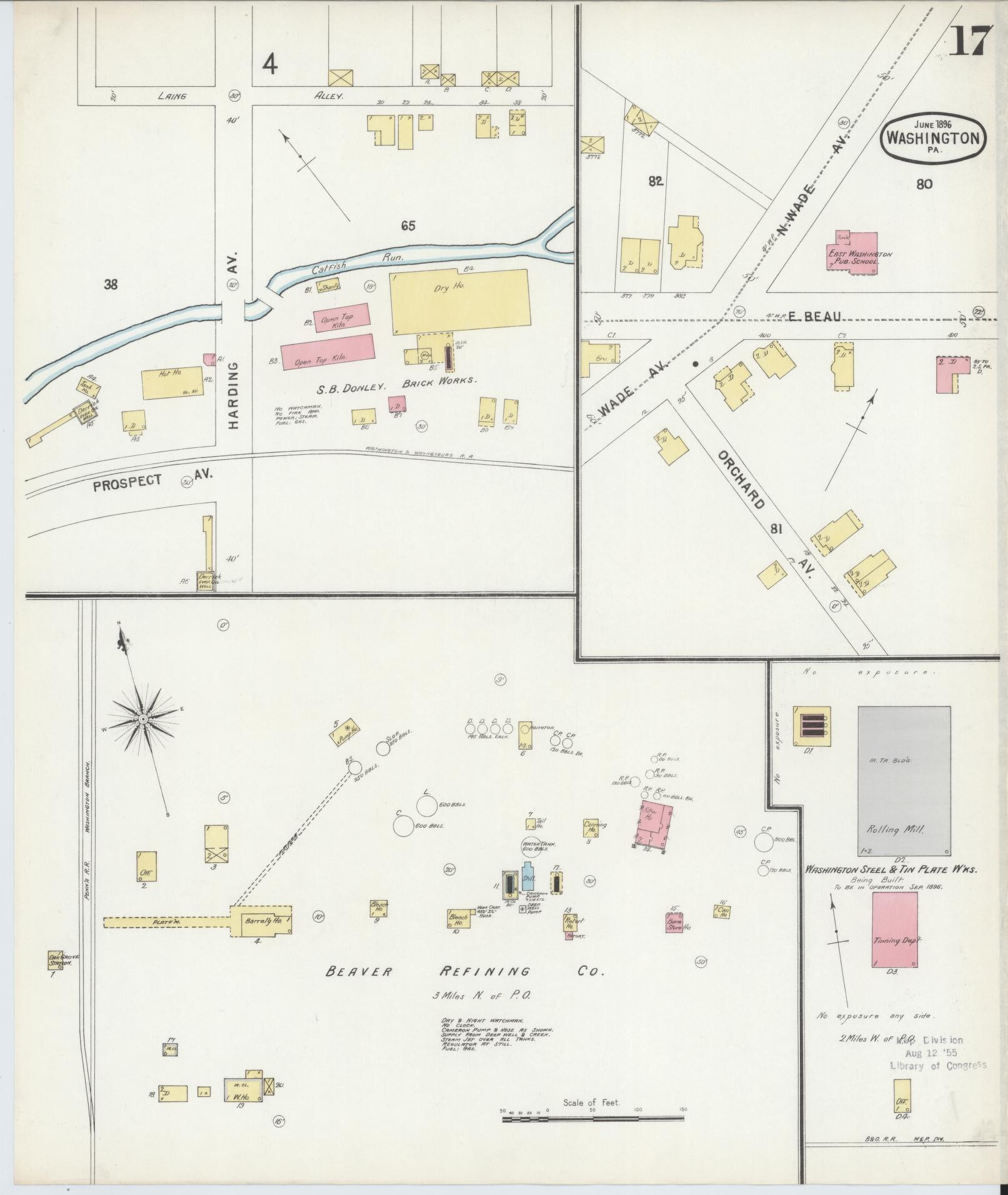 Sanborn Fire Insurance Map from Washington, Washington County, Pennsylvania (1896), Sheet #0017 - Historic Sanborn Fire Insurance Map Print, vintage old map wall art, antique decor, genealogy gift, Sanborn Fire Insurance Map from Washington Washington map