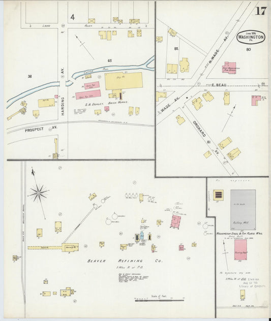 Sanborn Fire Insurance Map from Washington, Washington County, Pennsylvania (1896), Sheet #0017 - Historic Sanborn Fire Insurance Map Print, vintage old map wall art, antique decor, genealogy gift, Sanborn Fire Insurance Map from Washington Washington map