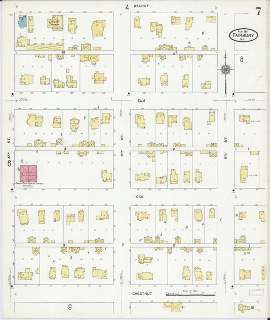 Sanborn Fire Insurance Map from Fairbury, Livingston County, Illinois (1911), Sheet #0007 - Historic Sanborn Fire Insurance Map Print, vintage old map wall art, antique decor, genealogy gift, Illinois Illinois map
