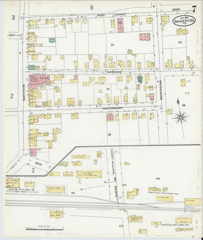 Sanborn Fire Insurance Map from Saugerties, Ulster County, New York (1904), Sheet #0007 - Complete Map Set gallery image, historic Sanborn map, vintage wall art, New York New York