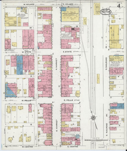 Sanborn Fire Insurance Map from Paxton, Ford County, Illinois (1921), Sheet #0004 - Complete Map Set gallery image, historic Sanborn map, vintage wall art, Illinois Illinois