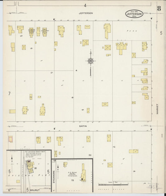 Sanborn Fire Insurance Map from Jefferson, Ashtabula County, Ohio (1915), Sheet #0008 - Historic Sanborn Fire Insurance Map Print, vintage old map wall art, antique decor, genealogy gift, Ohio Ohio map