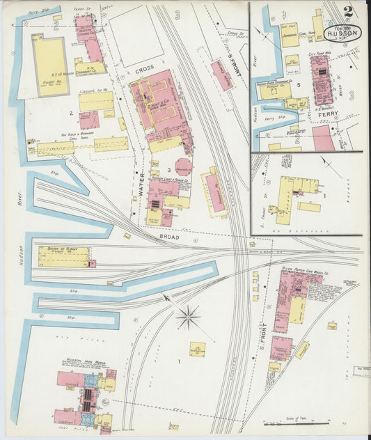 Sanborn Fire Insurance Map from Hudson, Columbia County, New York (1895), Sheet #0002 - Complete Map Set gallery image, historic Sanborn map, vintage wall art, New York New York