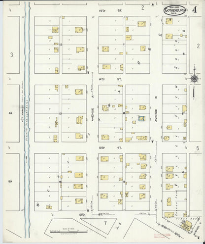 Sanborn Fire Insurance Map from Gothenburg, Dawson County, Nebraska (1920), Sheet #0004 - Complete Map Set gallery image, historic Sanborn map, vintage wall art, Nebraska Nebraska