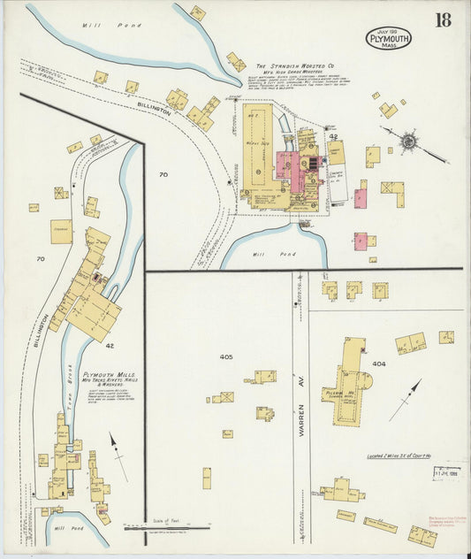 Sanborn Fire Insurance Map from Plymouth, Plymouth County, Massachusetts (1919), Sheet #0018 - Historic Sanborn Fire Insurance Map Print, vintage old map wall art, antique decor, genealogy gift, Massachusetts Massachusetts map