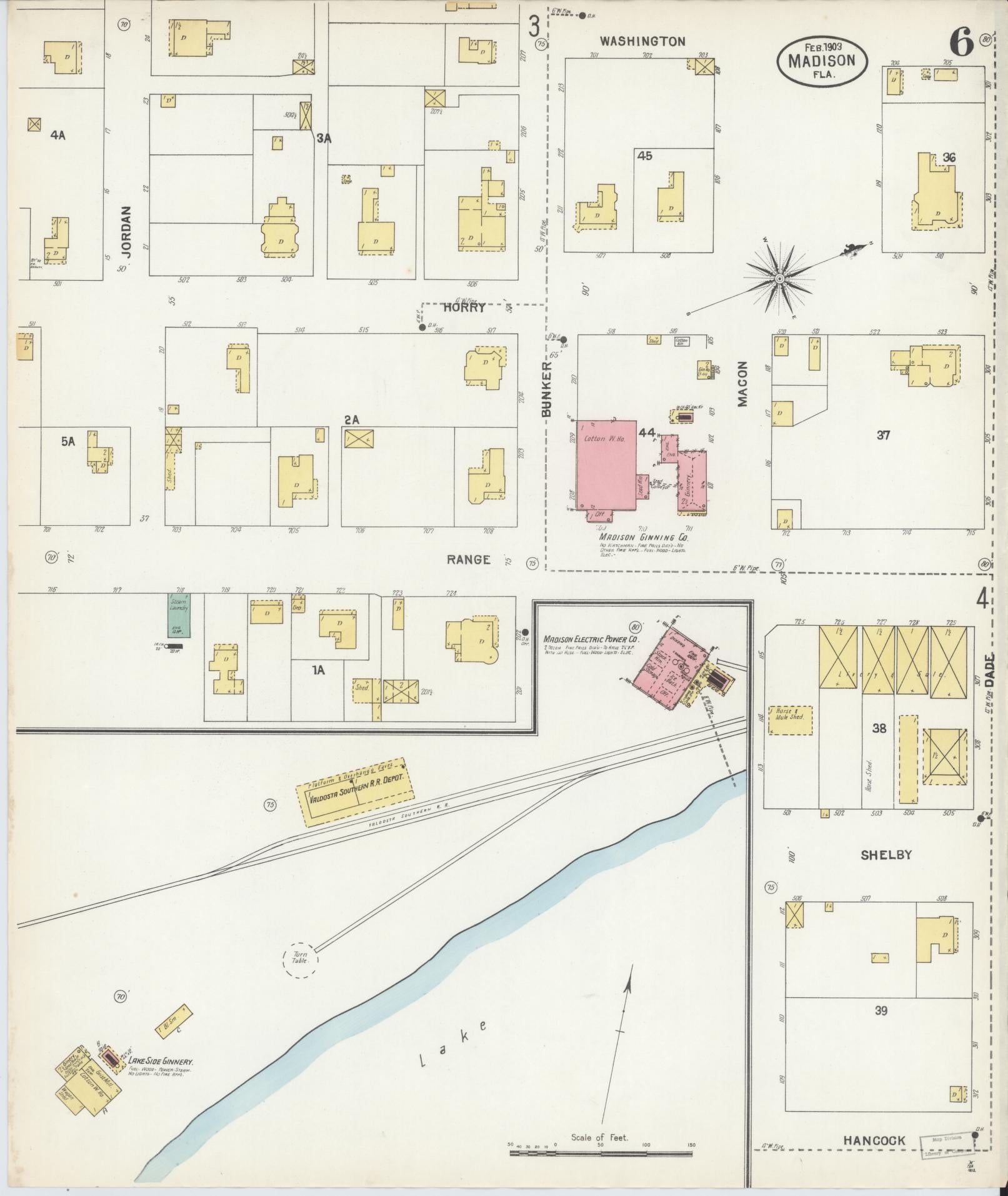 Sanborn Fire Insurance Map from Madison, Madison County, Florida (1903), Sheet #0006 - Complete Map Set gallery image, historic Sanborn map, vintage wall art, Florida Florida