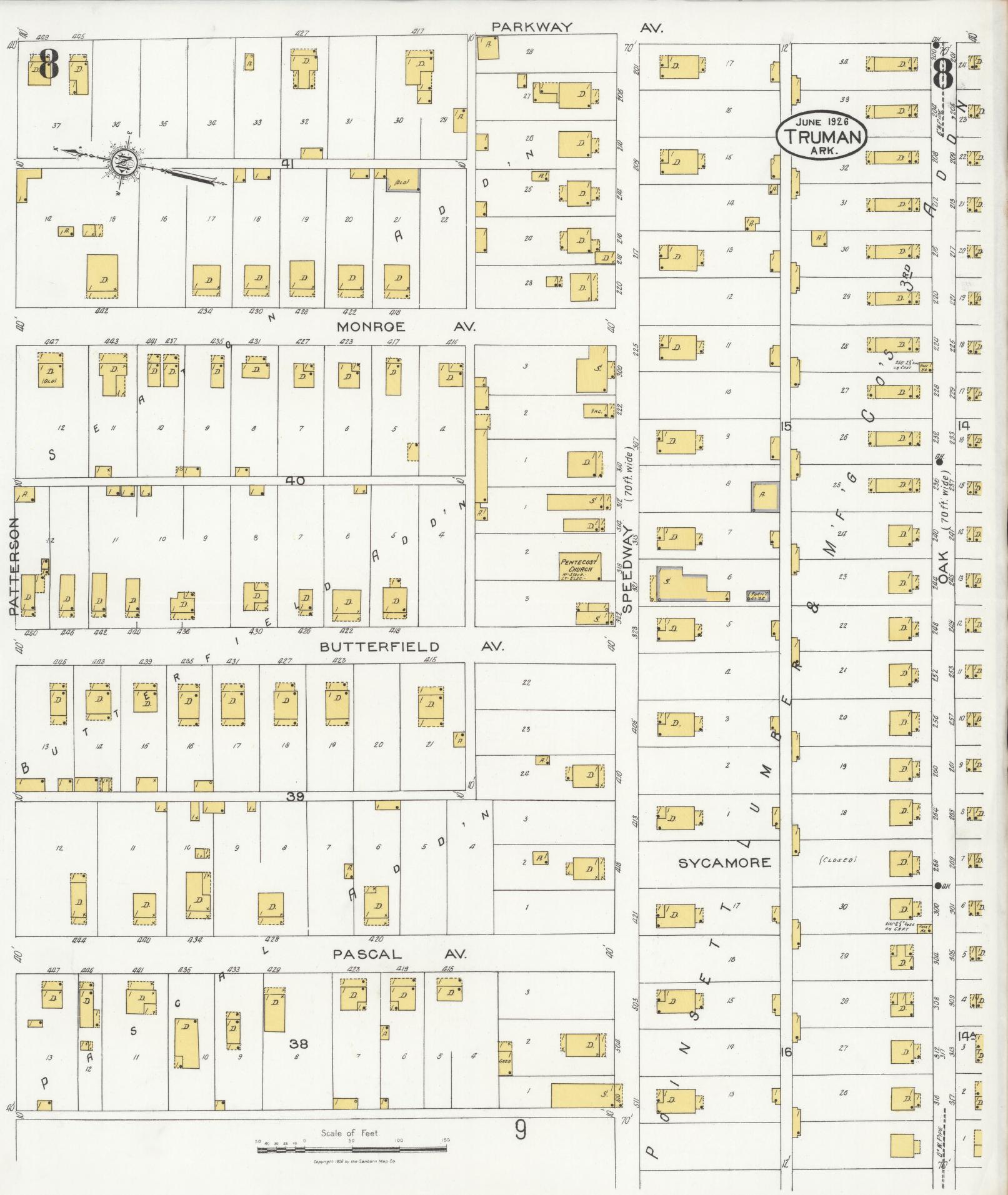 Sanborn Fire Insurance Map from Truman, Poinsett County, Arkansas (1926), Sheet #0008 - Complete Map Set gallery image, historic Sanborn map, vintage wall art, Arkansas Arkansas