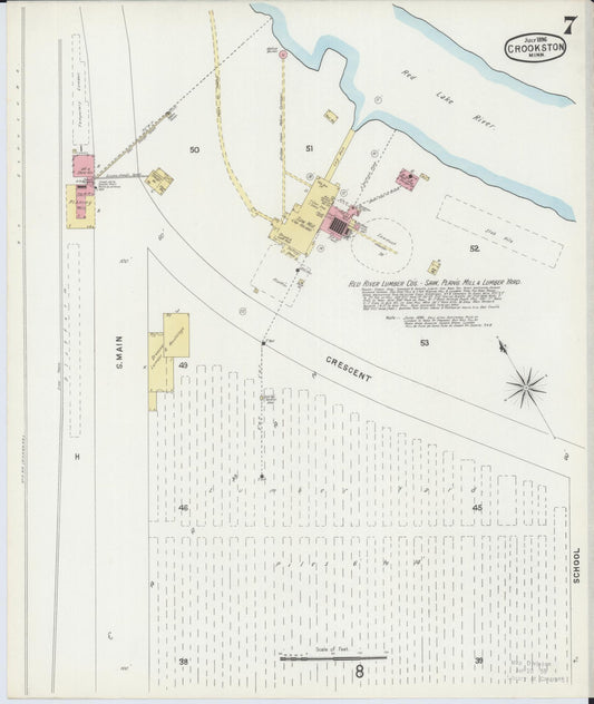 Sanborn Fire Insurance Map from Crookston, Polk County, Minnesota (1896), Sheet #0007 - Historic Sanborn Fire Insurance Map Print, vintage old map wall art, antique decor, genealogy gift, Minnesota Minnesota map