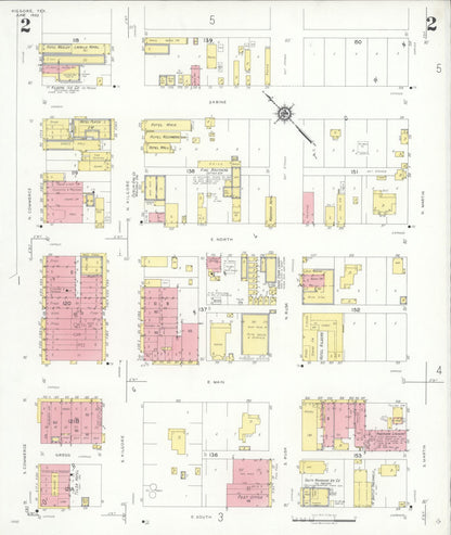 Sanborn Fire Insurance Map from Kilgore, Gregg County, Texas (1932), Sheet #0002 - Historic Sanborn Fire Insurance Map Print, vintage old map wall art, antique decor, genealogy gift, Texas Texas map