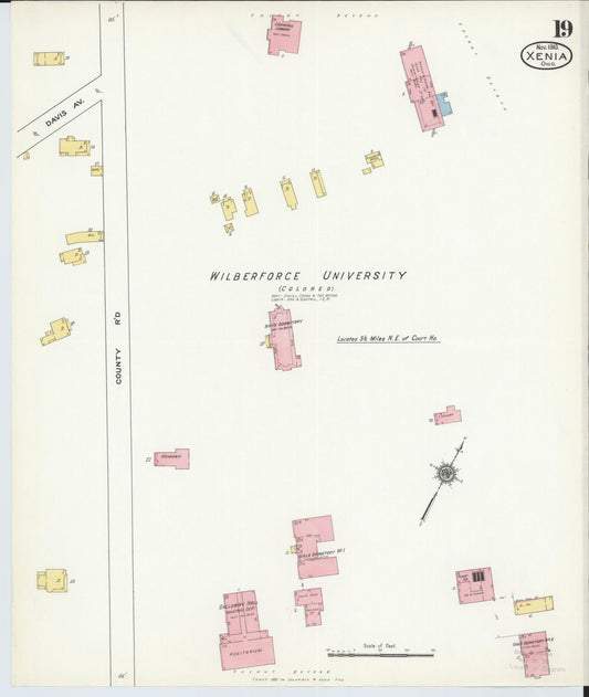 Sanborn Fire Insurance Map from Xenia, Greene County, Ohio (1910), Sheet #0019 - Historic Sanborn Fire Insurance Map Print, vintage old map wall art, antique decor, genealogy gift, Ohio Ohio map