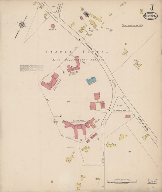 Sanborn Fire Insurance Map from Groton, Middlesex County, Massachusetts (1921), Sheet #0004 - Historic Sanborn Fire Insurance Map Print, vintage old map wall art, antique decor, genealogy gift, Massachusetts Massachusetts map