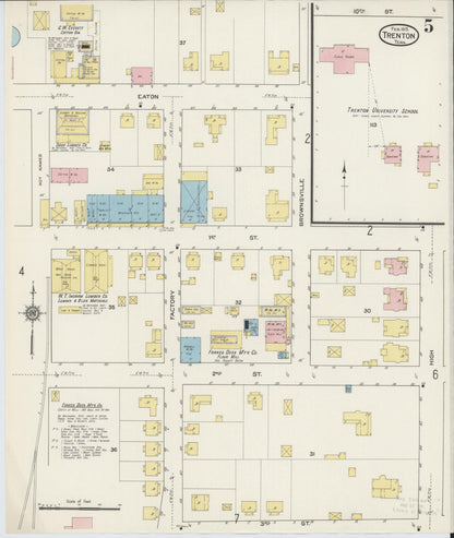 Sanborn Fire Insurance Map from Trenton, Gibson County, Tennessee (1915), Sheet #0005 - Complete Map Set gallery image, historic Sanborn map, vintage wall art, Tennessee Tennessee