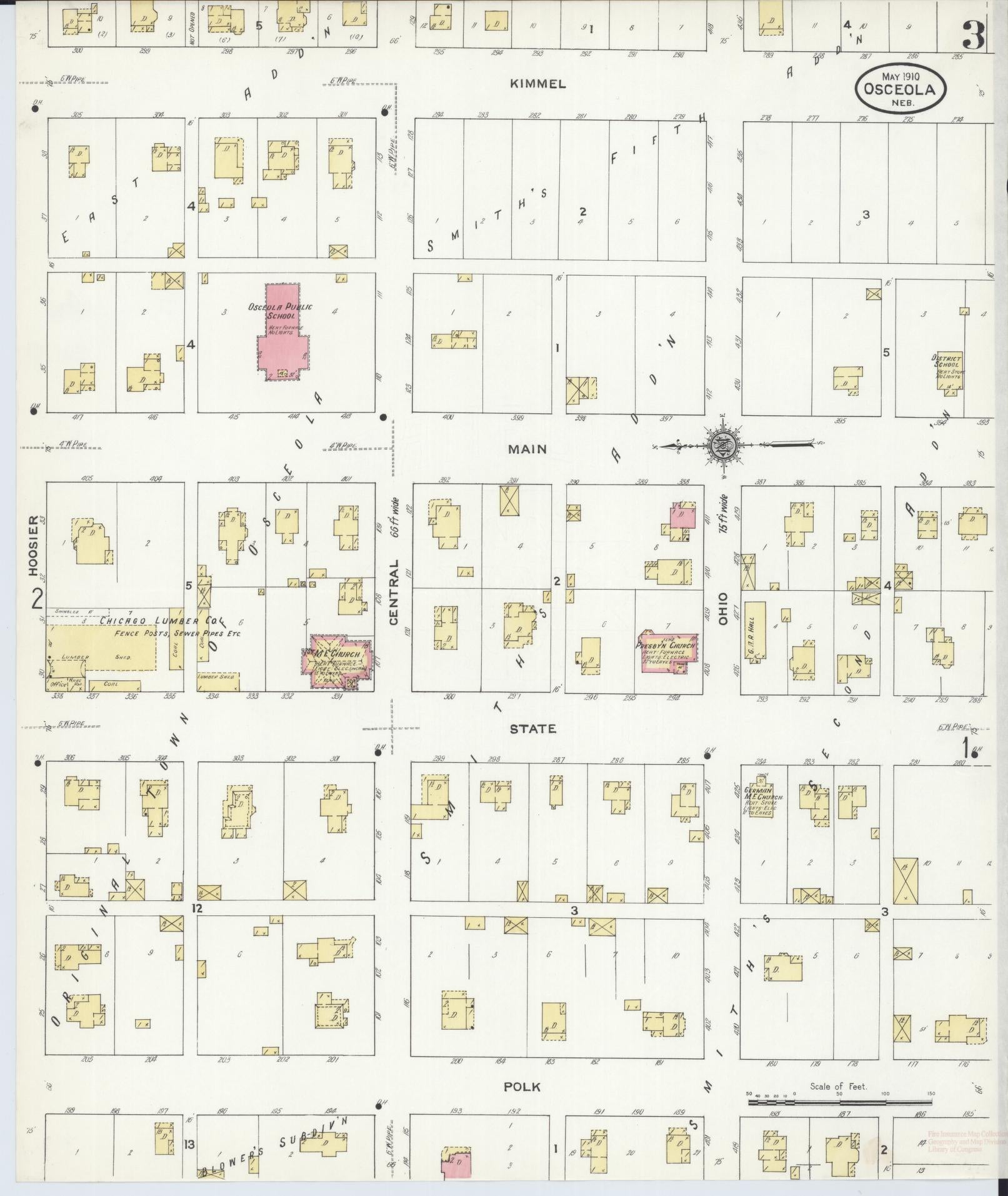 Sanborn Fire Insurance Map from Osceola, Polk County, Nebraska (1910), Sheet #0003 - Complete Map Set gallery image, historic Sanborn map, vintage wall art, Nebraska Nebraska