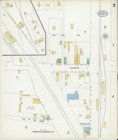 Sanborn Fire Insurance Map from Wagoner, Wagoner County, Oklahoma (1900), Sheet #0003 - Complete Map Set gallery image, historic Sanborn map, vintage wall art, Oklahoma Oklahoma