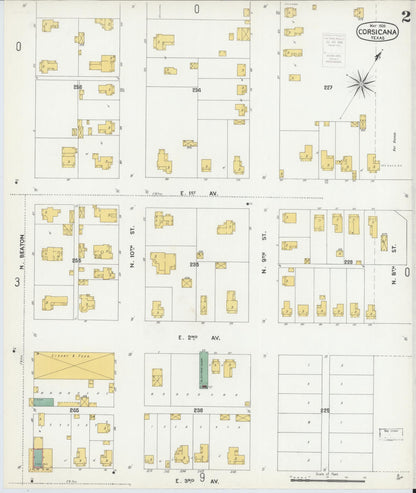 Sanborn Fire Insurance Map from Corsicana, Navarro County, Texas (1900), Sheet #0002 - Complete Map Set gallery image, historic Sanborn map, vintage wall art, Texas Texas