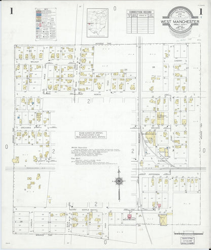 Sanborn Fire Insurance Map from West Manchester, Preble County, Ohio (1947), Sheet #0001 - Complete Map Set gallery image, historic Sanborn map, vintage wall art, Ohio Ohio
