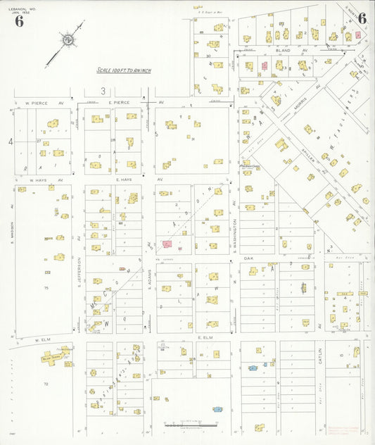 Sanborn Fire Insurance Map from Lebanon, Laclede County, Missouri (1932), Sheet #0006 - Historic Sanborn Fire Insurance Map Print, vintage old map wall art, antique decor, genealogy gift, Missouri Missouri map