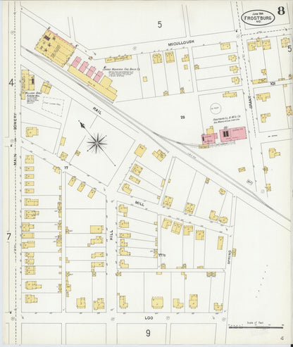 Sanborn Fire Insurance Map from Frostburg, Allegany County, Maryland (1904), Sheet #0008 - Complete Map Set gallery image, historic Sanborn map, vintage wall art, Maryland Maryland