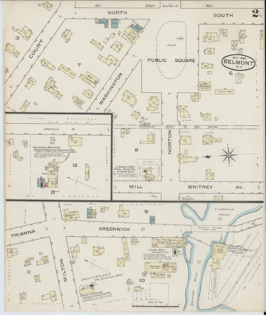 Sanborn Fire Insurance Map from Belmont, Allegany County, New York (1886), Sheet #0002 - Historic Sanborn Fire Insurance Map Print, vintage old map wall art, antique decor, genealogy gift, New York New York map