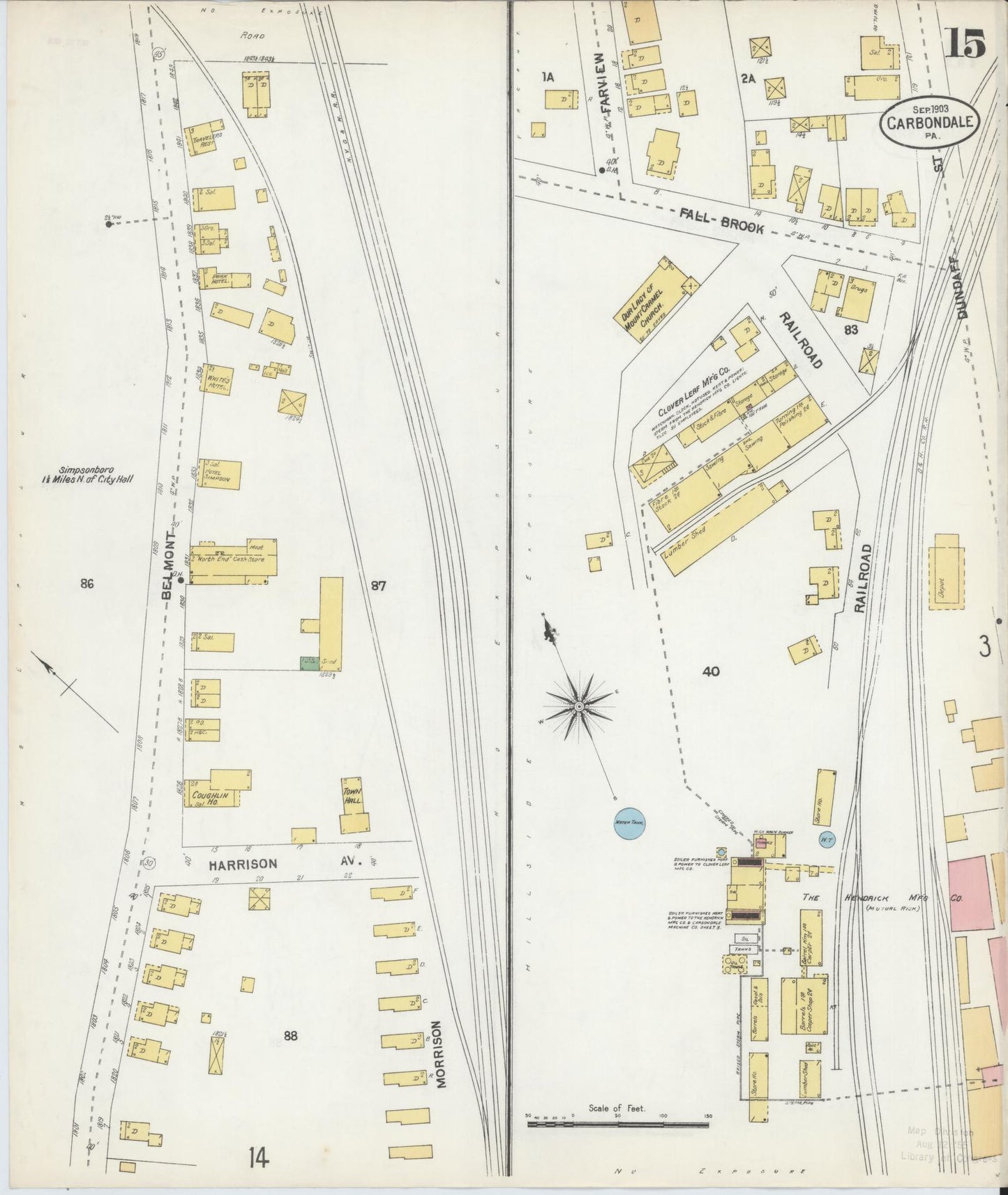 Sanborn Fire Insurance Map from Carbondale, Lackawanna County, Pennsylvania (1903), Sheet #0015 - Historic Sanborn Fire Insurance Map Print, vintage old map wall art, antique decor, genealogy gift, Pennsylvania Pennsylvania map