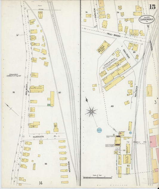 Sanborn Fire Insurance Map from Carbondale, Lackawanna County, Pennsylvania (1903), Sheet #0015 - Historic Sanborn Fire Insurance Map Print, vintage old map wall art, antique decor, genealogy gift, Pennsylvania Pennsylvania map