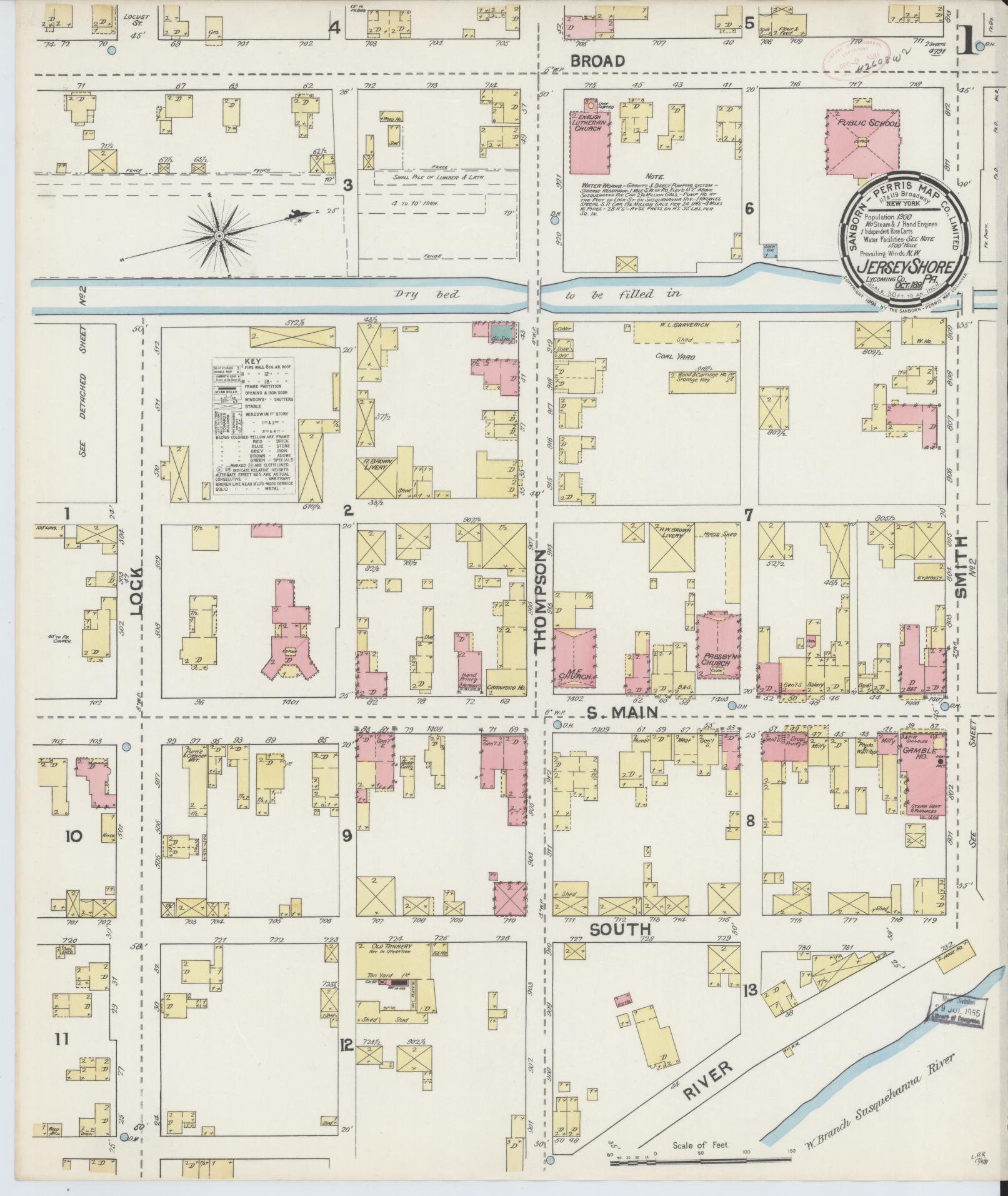 Sanborn Fire Insurance Map from Jersey Shore, Lycoming County, Pennsylvania. (1891) – Historic Sanborn Fire Insurance Map Print