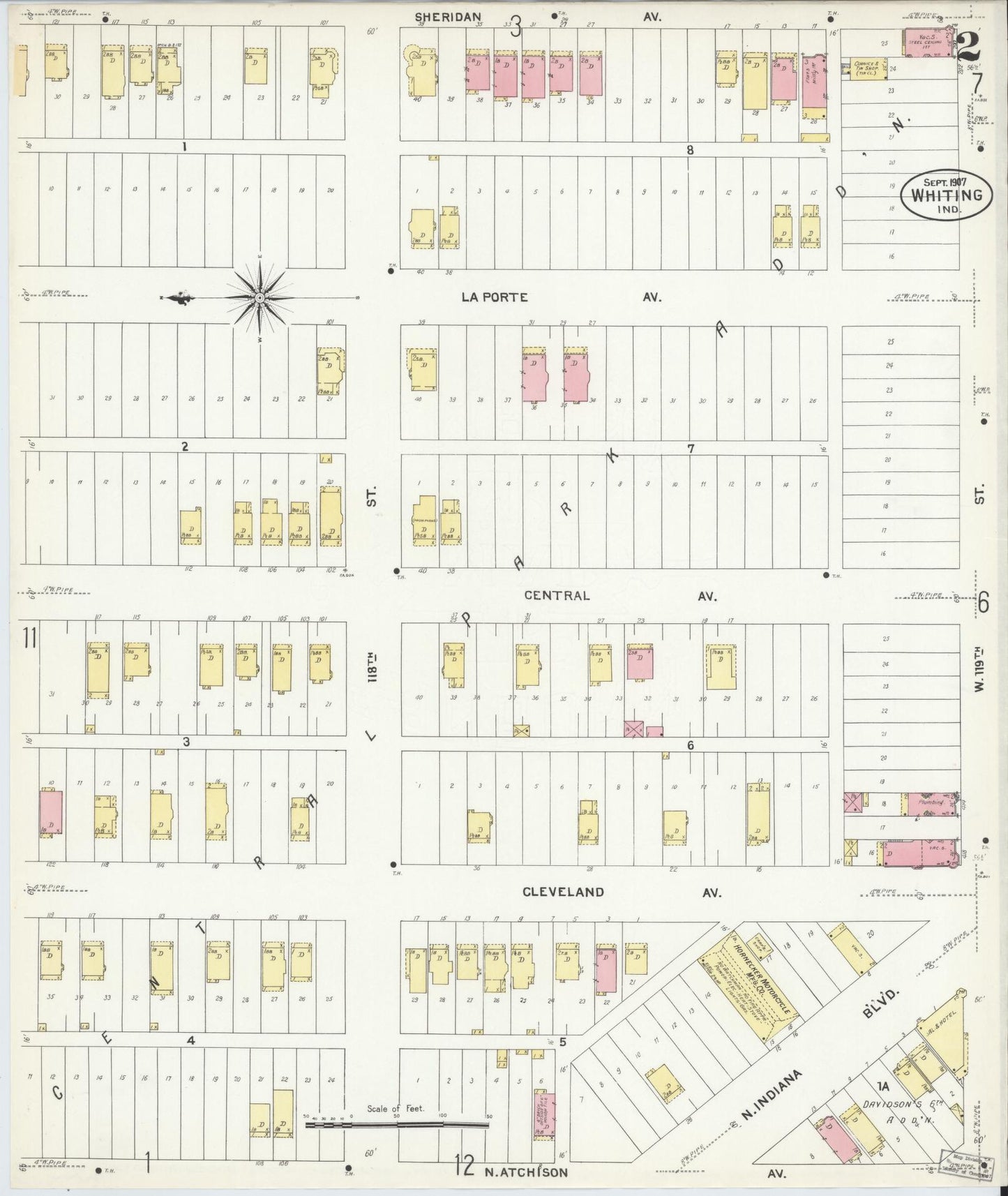Sanborn Fire Insurance Map from Whiting, Lake County, Indiana (1907), Sheet #0002 - Complete Map Set gallery image, historic Sanborn map, vintage wall art, Indiana Indiana