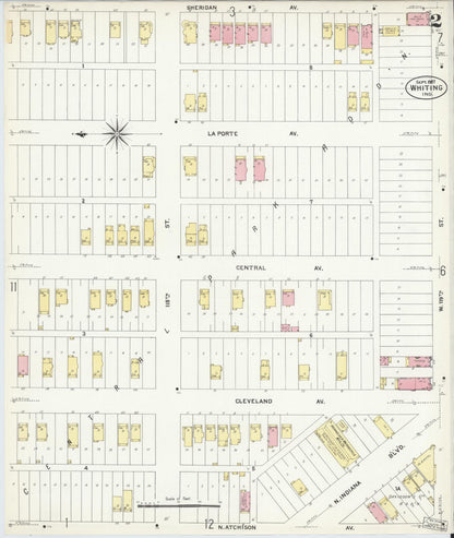 Sanborn Fire Insurance Map from Whiting, Lake County, Indiana (1907), Sheet #0002 - Complete Map Set gallery image, historic Sanborn map, vintage wall art, Indiana Indiana