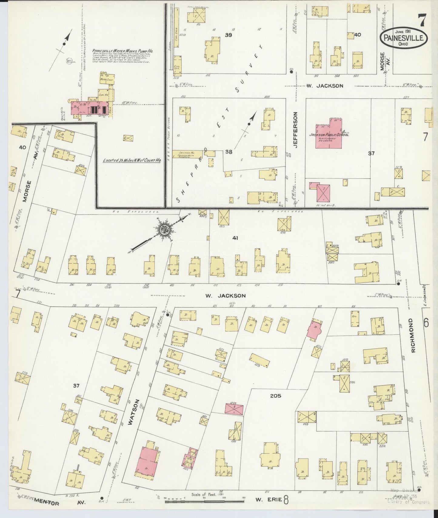 Sanborn Fire Insurance Map from Painesville, Lake County, Ohio (1911), Sheet #0007 - Complete Map Set gallery image, historic Sanborn map, vintage wall art, Ohio Ohio