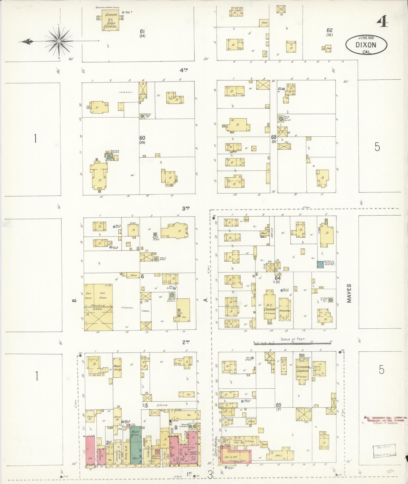 Sanborn Fire Insurance Map from Dixon, Solano County, California (1900), Sheet #0004 - Complete Map Set gallery image, historic Sanborn map, vintage wall art, California California