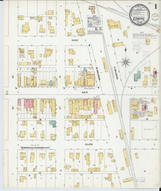 Sanborn Fire Insurance Map from Edmore, Montcalm County, Michigan (1900), Sheet #0001 - Historic Sanborn Fire Insurance Map Print, vintage old map wall art, antique decor, genealogy gift, Michigan Michigan map