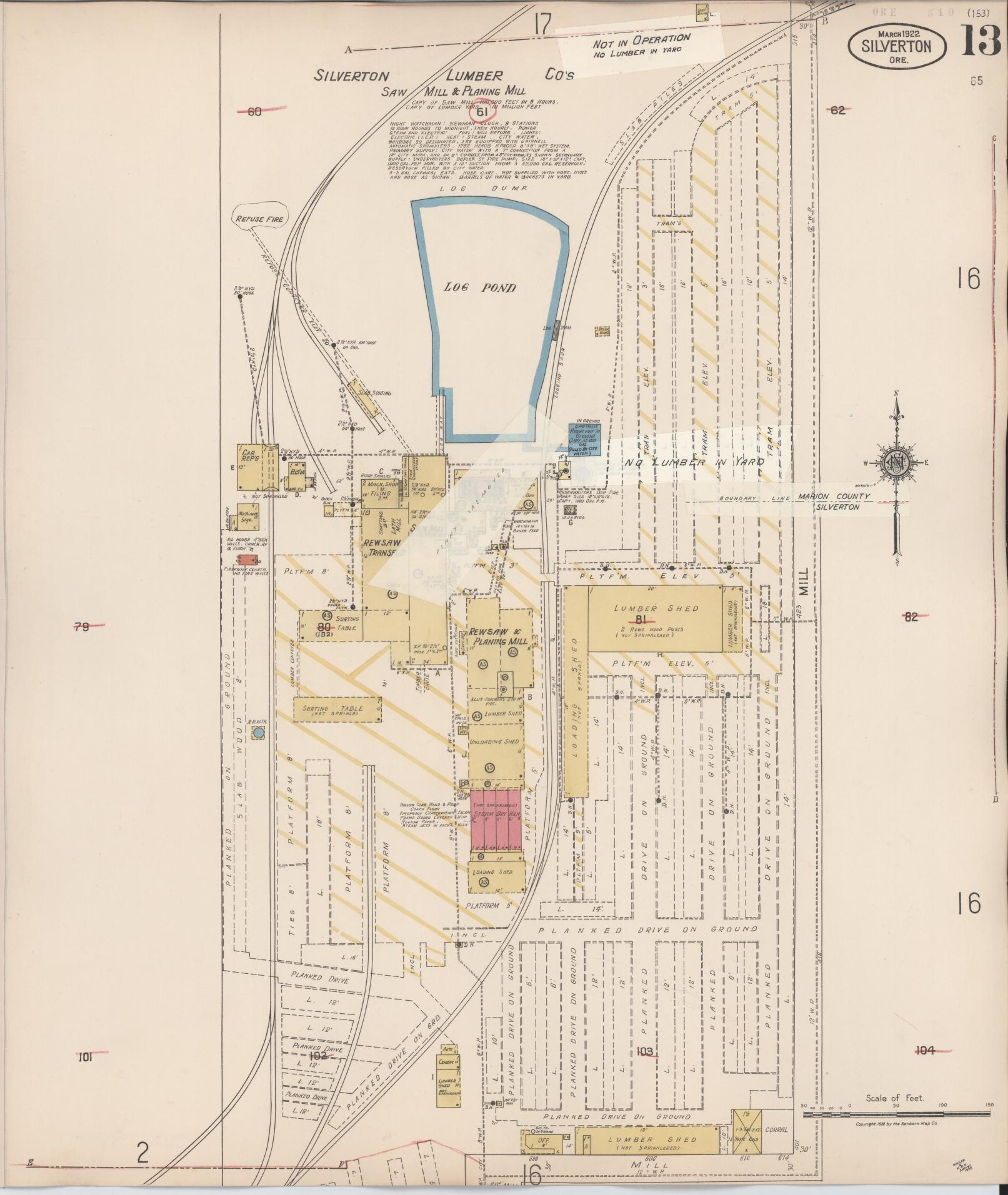 Sanborn Fire Insurance Map from Silverton, Marion County, Oregon (1939), Sheet #0013 - Complete Map Set gallery image, historic Sanborn map, vintage wall art, Oregon Oregon
