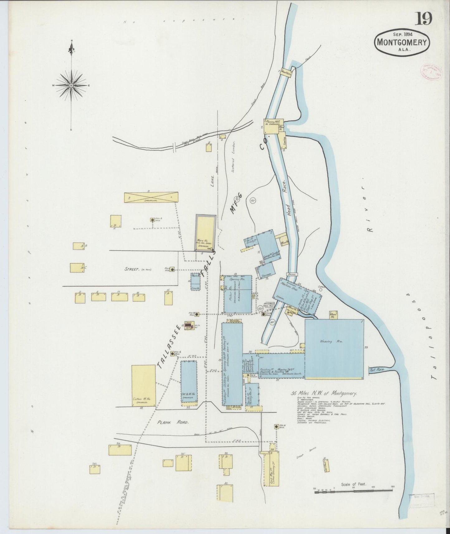 Sanborn Fire Insurance Map from Montgomery, Montgomery County, Alabama (1894), Sheet #0019 - Complete Map Set gallery image, historic Sanborn map, vintage wall art, Alabama Alabama