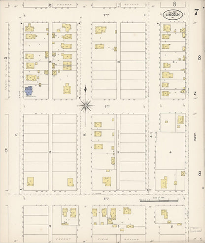 Sanborn Fire Insurance Map from Lincoln, Placer County, California (1910), Sheet #0007 - Complete Map Set gallery image, historic Sanborn map, vintage wall art, California California