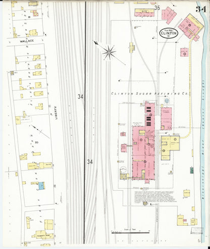 Sanborn Fire Insurance Map from Clinton, Clinton County, Iowa (1909), Sheet #0034 - Historic Sanborn Fire Insurance Map Print