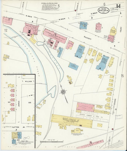 Sanborn Fire Insurance Map from Batavia, Genesee County, New York (1912), Sheet #0014 - Complete Map Set gallery image, historic Sanborn map, vintage wall art, New York New York