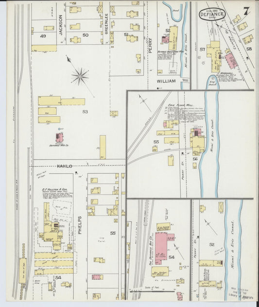 Sanborn Fire Insurance Map from Defiance, Defiance County, Ohio (1893), Sheet #0007 - Historic Sanborn Fire Insurance Map Print, vintage old map wall art, antique decor, genealogy gift, Ohio Ohio map