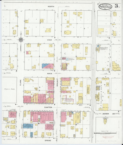 Sanborn Fire Insurance Map from Princeville, Peoria County, Illinois (1918), Sheet #0003 - Complete Map Set gallery image, historic Sanborn map, vintage wall art, Illinois Illinois