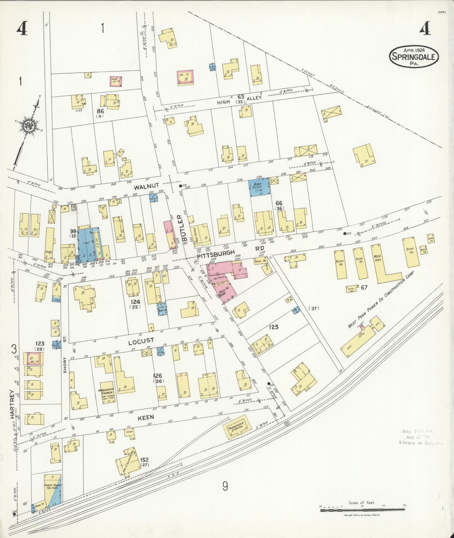 Sanborn Fire Insurance Map from Springdale, Allegheny County, Pennsylvania (1924), Sheet #0004 - Complete Map Set gallery image, historic Sanborn map, vintage wall art, Pennsylvania Pennsylvania