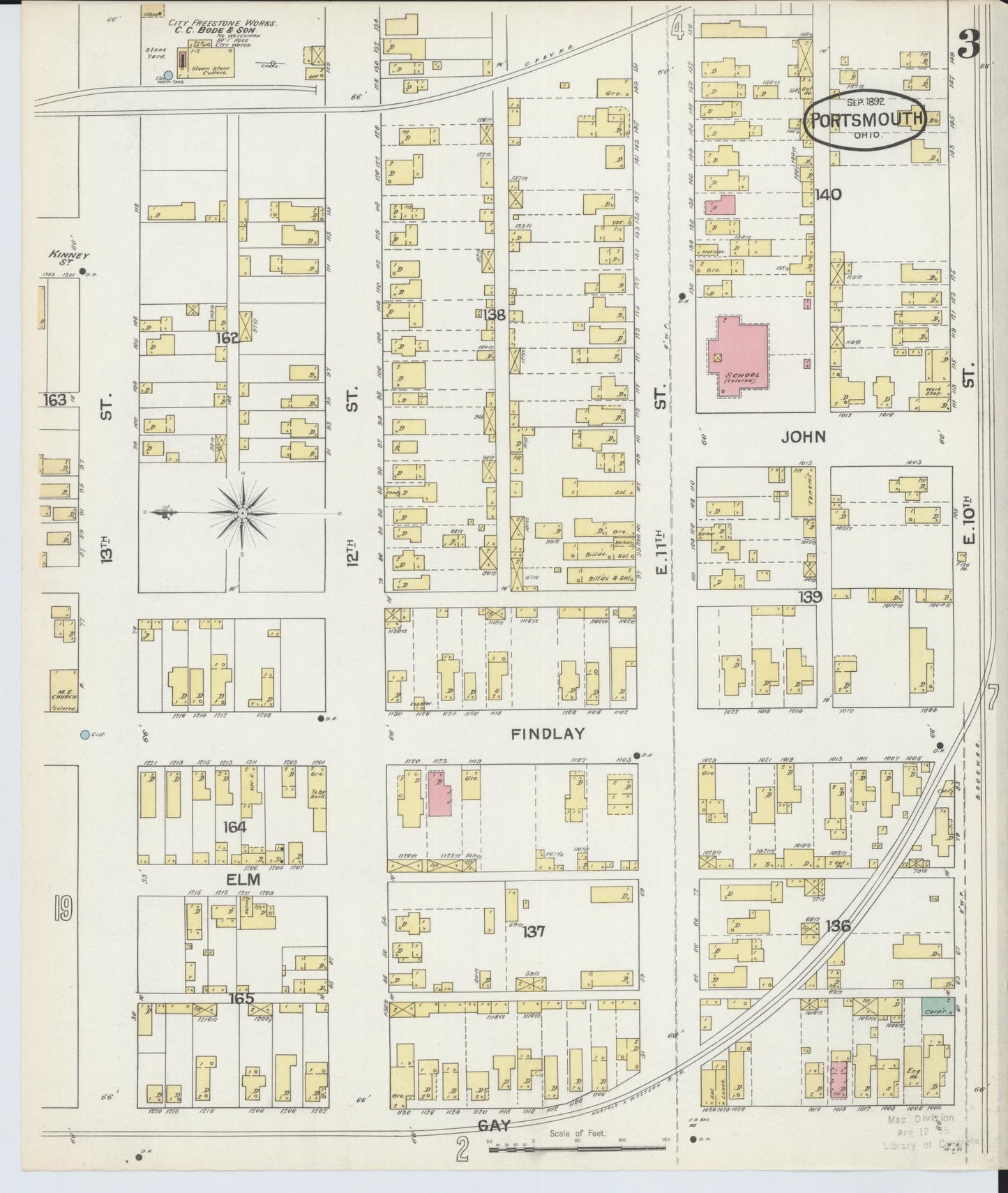 Sanborn Fire Insurance Map from Portsmouth, Scioto County, Ohio (1892), Sheet #0003 - Complete Map Set gallery image, historic Sanborn map, vintage wall art, Ohio Ohio