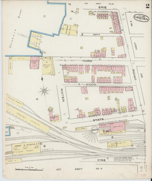 Sanborn Fire Insurance Map from Camden, Camden County, New Jersey (1885), Sheet #0002 - Complete Map Set gallery image, historic Sanborn map, vintage wall art, New Jersey New Jersey